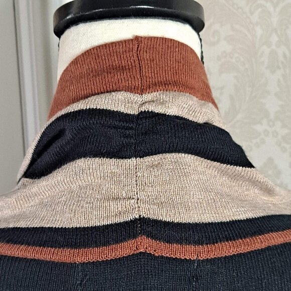 August Silk Women's Size Medium Black/Tan/Rust Open Front Cardigan Sweater EUC - Picture 7 of 12